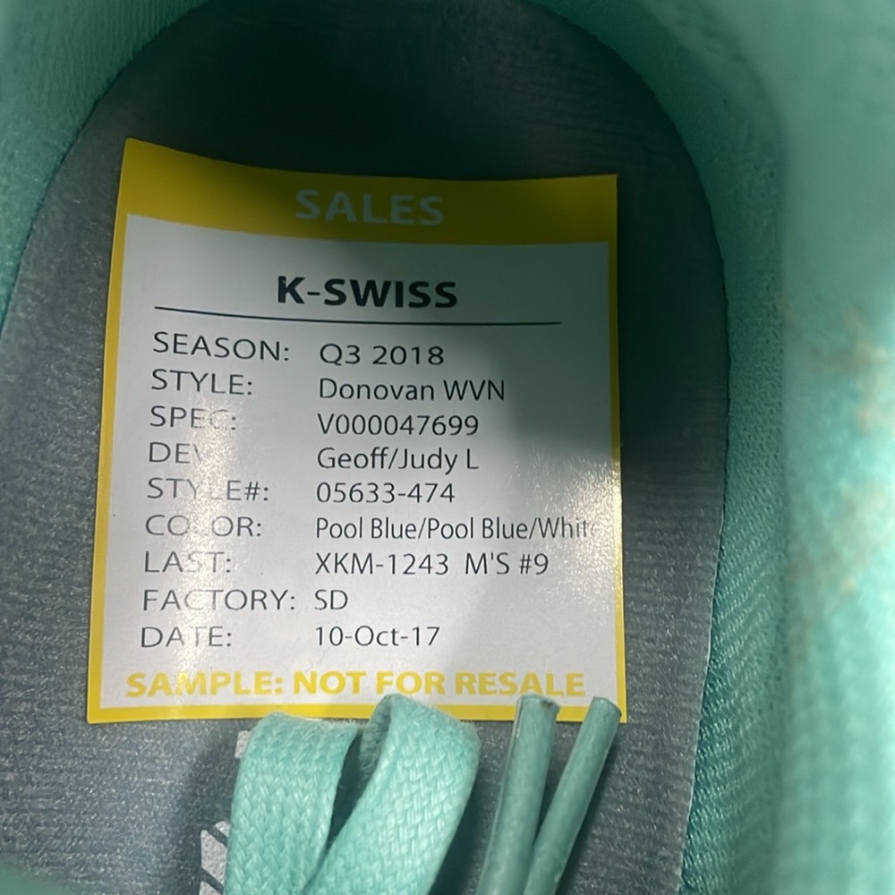 NEW K-Swiss Donovan shoes men’s 9 sky blue sneakers sport - Picture 9 of 9